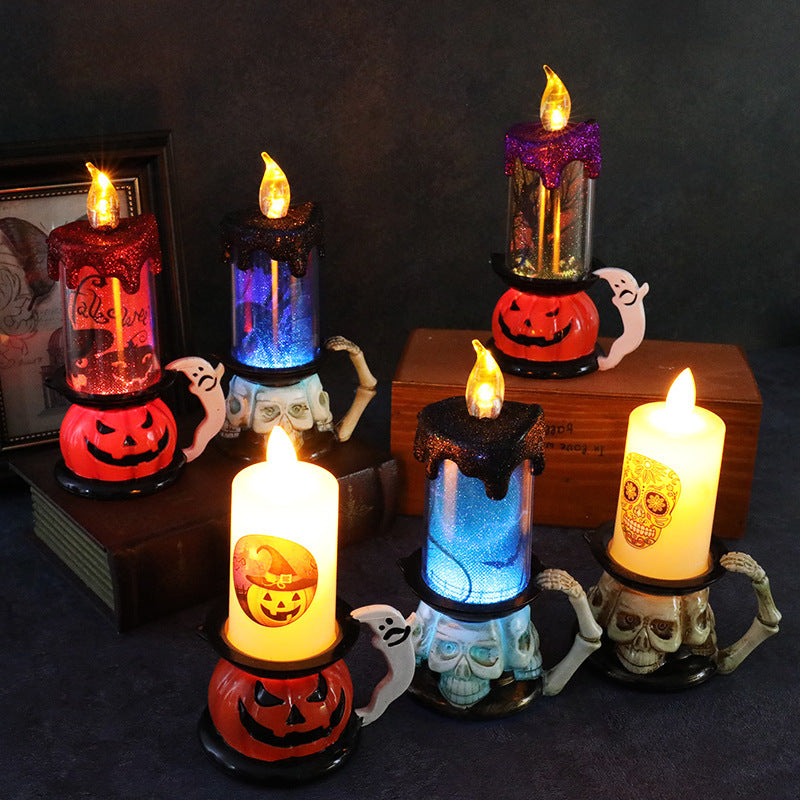 Halloween Decoration Props Skull Pumpkin Candle Light LED Glowing - Tumbler World