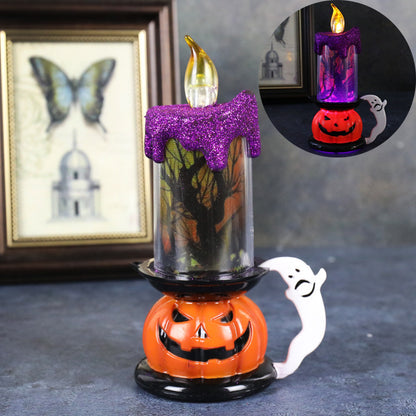 Halloween Decoration Props Skull Pumpkin Candle Light LED Glowing - Tumbler World