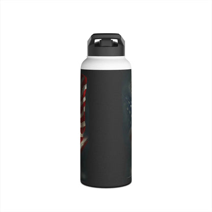 Patriotic Soldier and Eagle American Flag Stainless Steel Water Bottle - Tumbler World