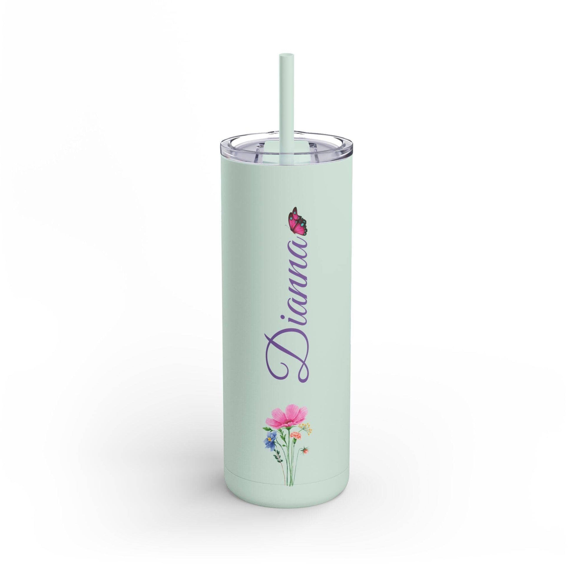 Personalized Skinny Tumbler with straw 20oz Mug Tumbler World Seaglass 20oz Matte