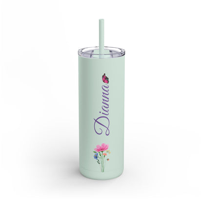 Personalized Skinny Tumbler with straw 20oz - Tumbler World