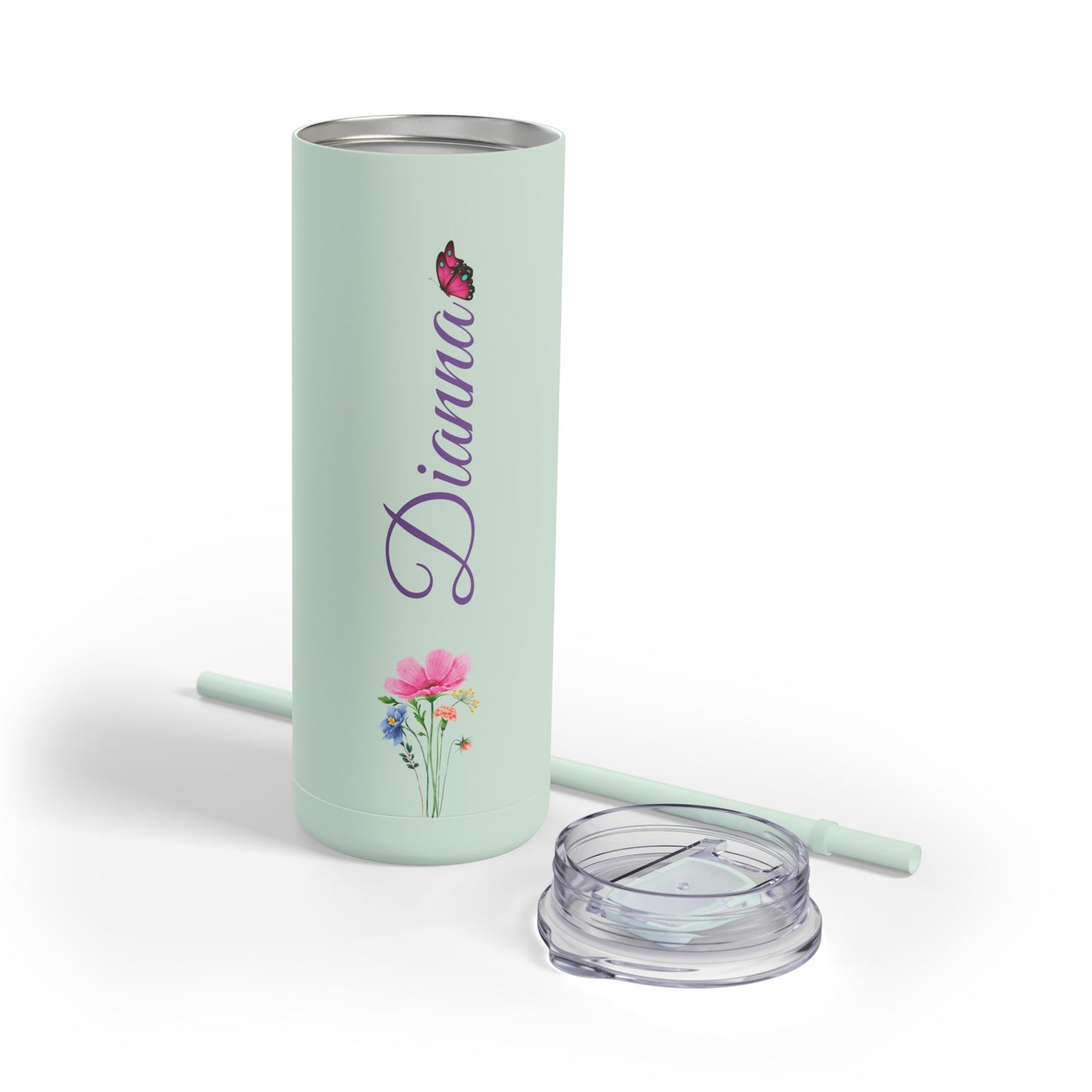 Personalized Skinny Tumbler with straw 20oz - Tumbler World