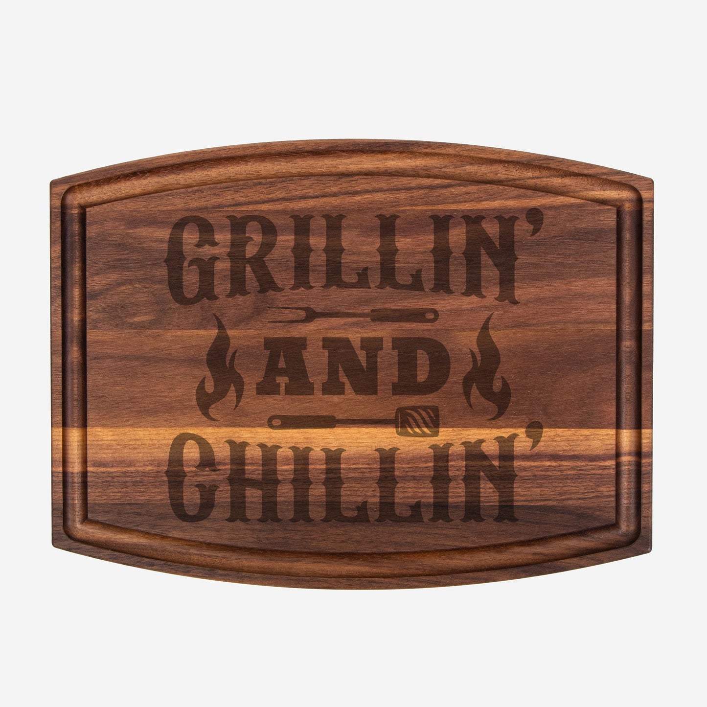 Grillin and chillin cutting board with groove - Tumbler World