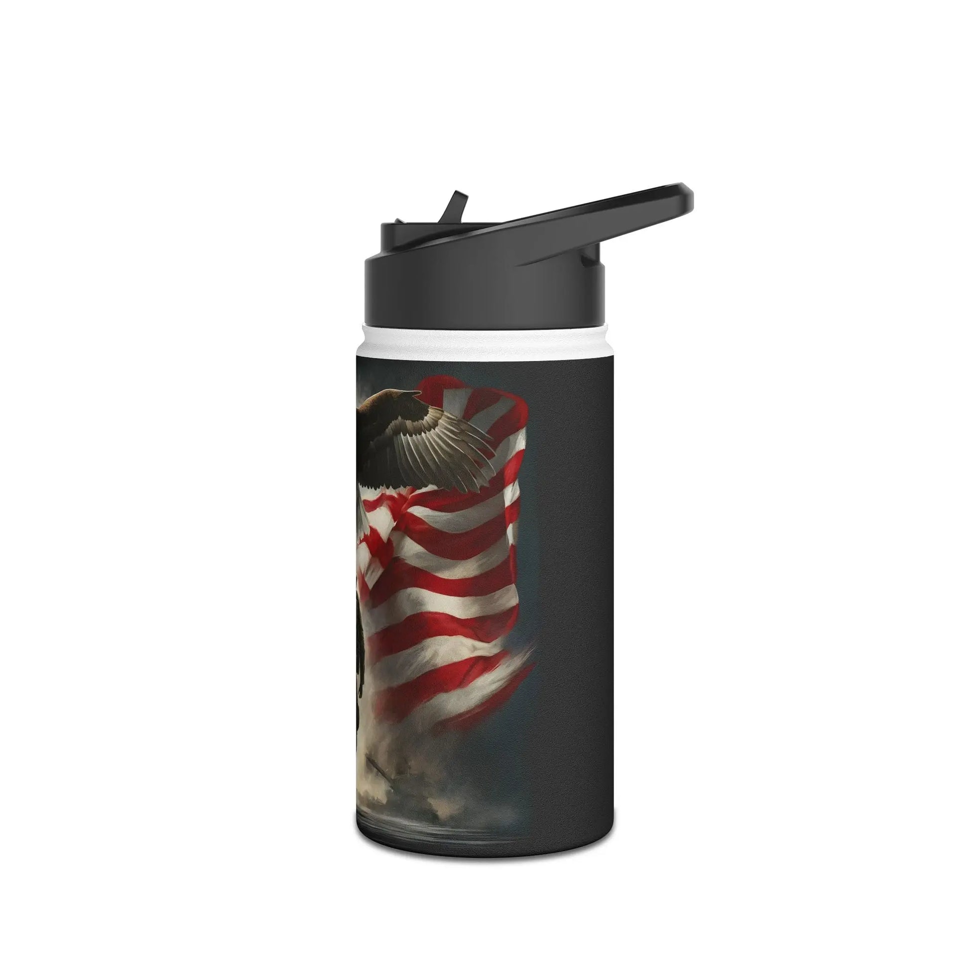 Patriotic Soldier and Eagle American Flag Stainless Steel Water Bottle - Tumbler World