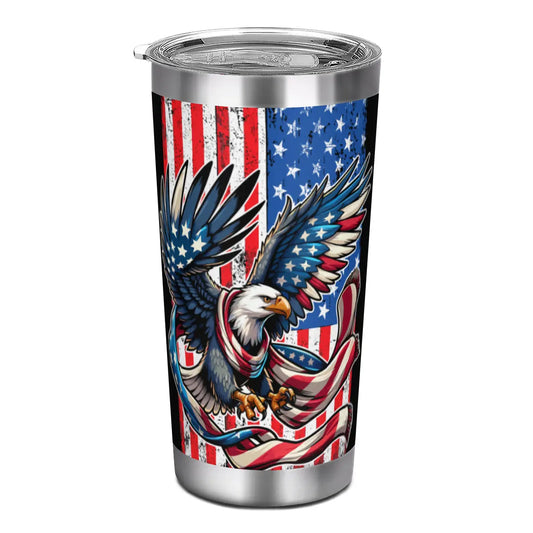 Patriotic Eagle and Flag Stainless Steel Tumbler - 18oz - Tumbler World