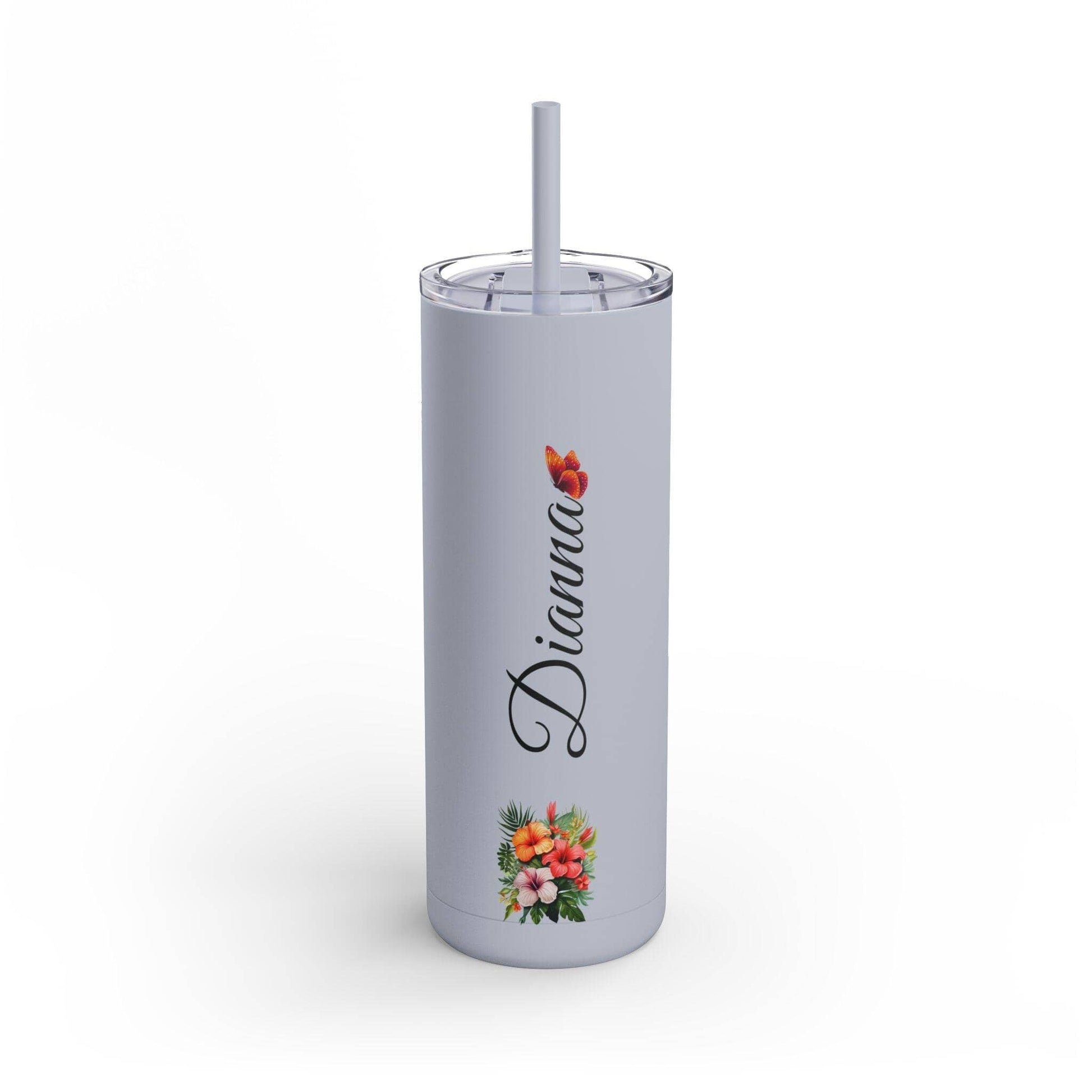 Personalized Skinny Tumbler with straw 20oz Mug Tumbler World Dusty Blue 20oz Matte