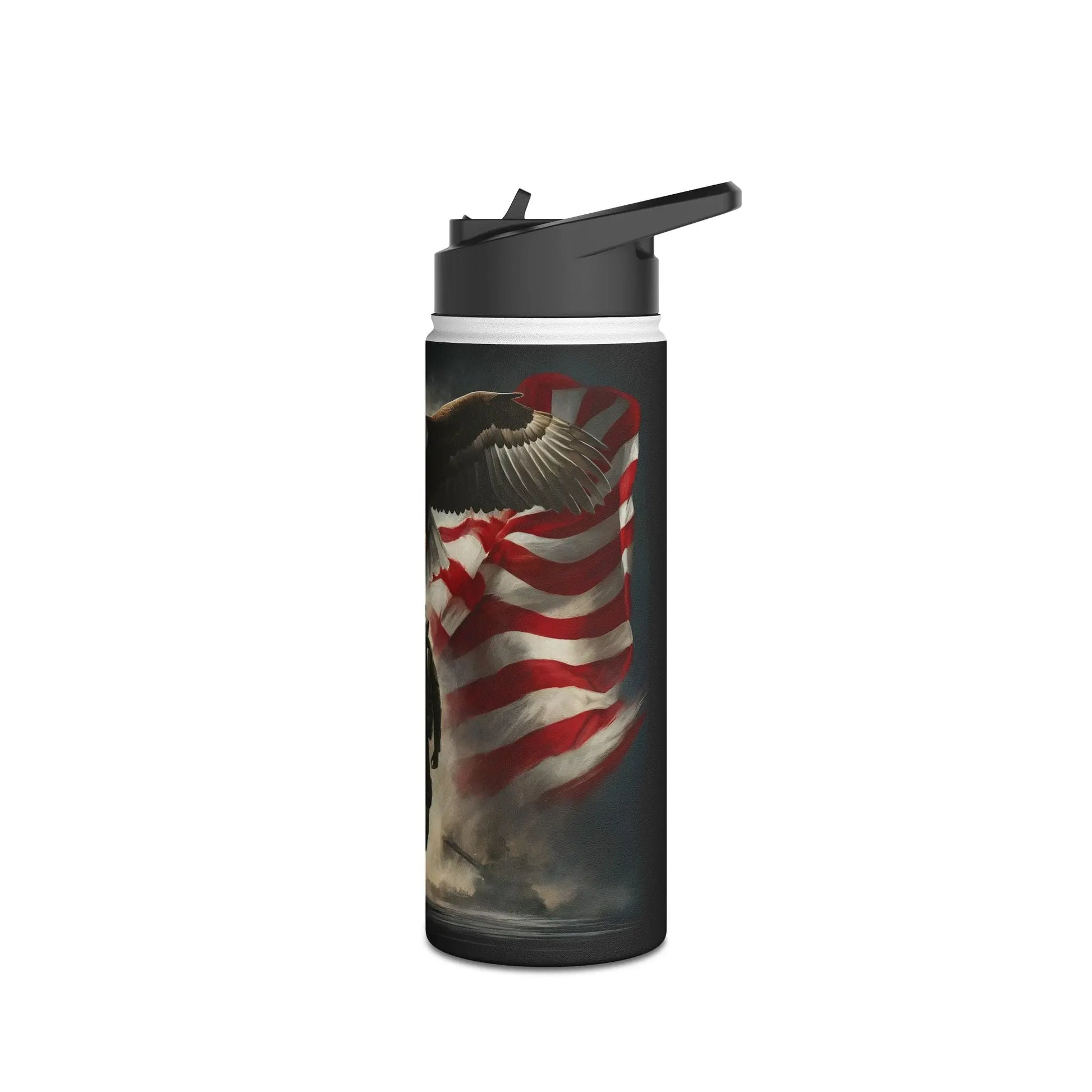 Patriotic Soldier and Eagle American Flag Stainless Steel Water Bottle - Tumbler World