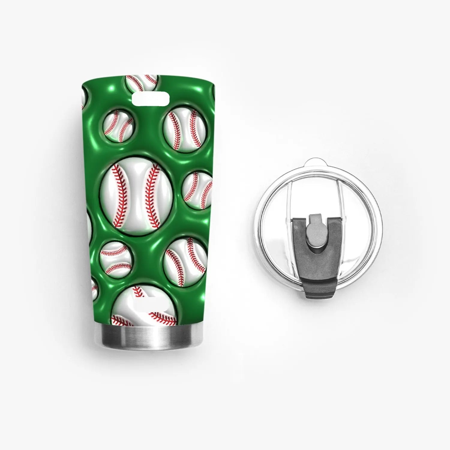 Green Baseball Pattern 20oz Stainless Steel Tumbler - Tumbler World