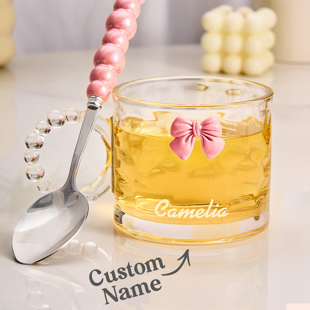 Personalized Coquette Bow Glass Cup