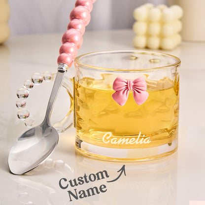 Personalized Coquette Bow Glass Cup