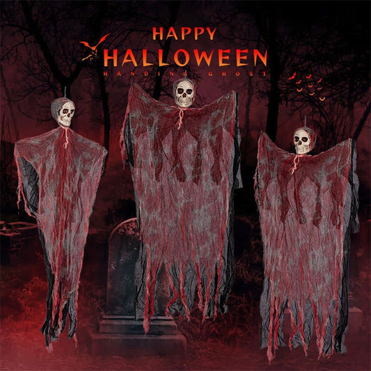 Halloween Hanging Ghost Pendant Dyed Blood Horror Skull Pendants For Halloween Party Patio Lawn Window House Decoration - Tumbler World