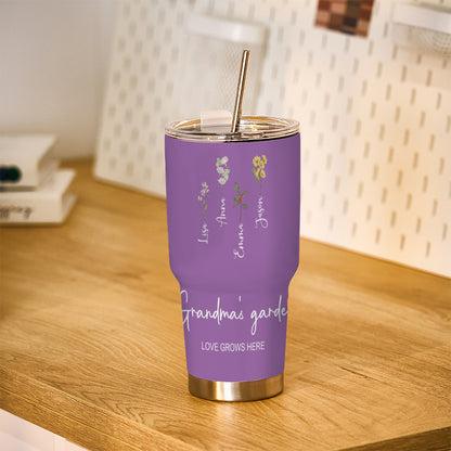 Custom tumbler 30oz - Birth Flower Name Text