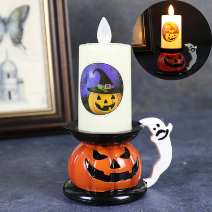 Halloween Decoration Props Skull Pumpkin Candle Light LED Glowing - Tumbler World