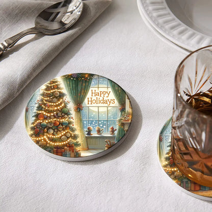 Christmas tree round ceramic coasters barware Tumbler World 