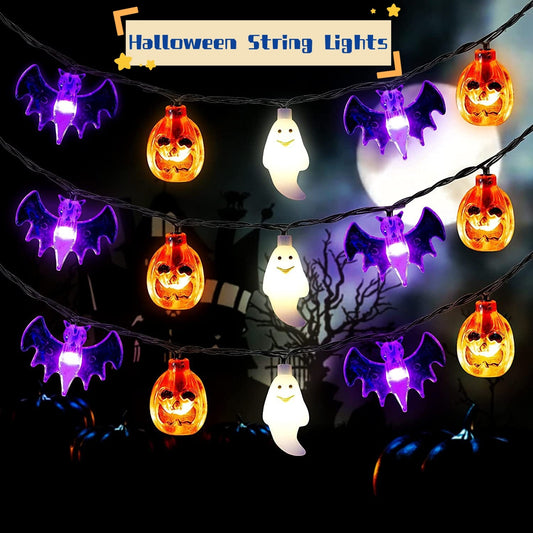 LED Halloween Pumpkin Spider Bat Skull String Light Lamp Home Garden Party Outdoor Halloween Decoration Lantern Light - Tumbler World