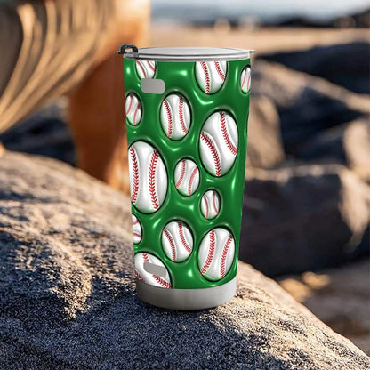 Green Baseball Pattern 20oz Stainless Steel Tumbler - Tumbler World