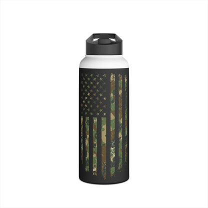 Army Camouflage American Flag Water Bottle - Tumbler World