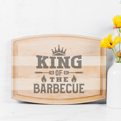 Maple cutting board with 'King of the Barbecue' engraving