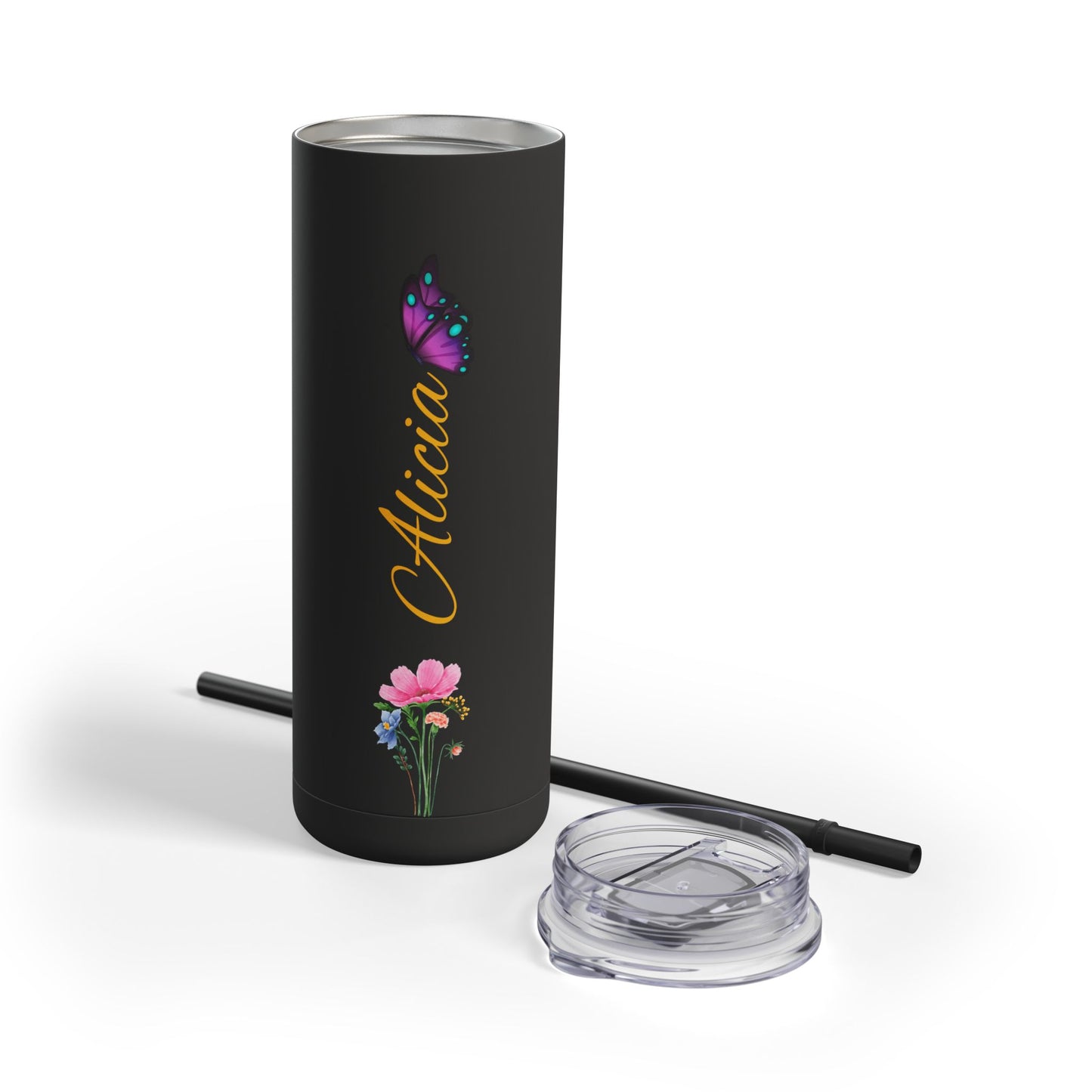 Personalized Skinny Tumbler with straw 20oz - Tumbler World