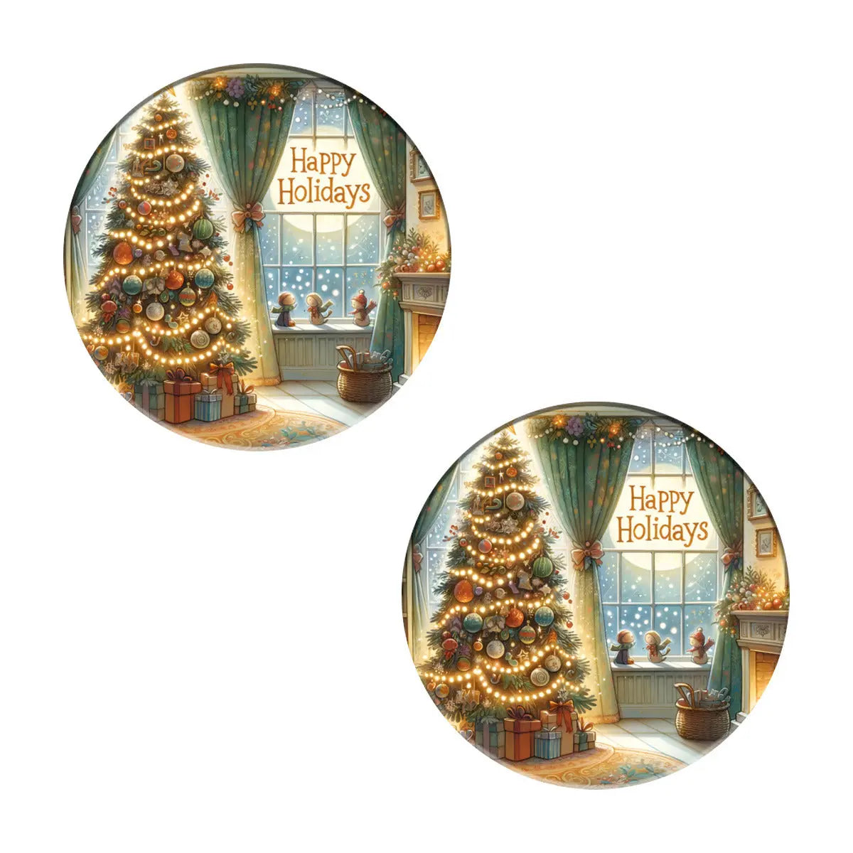 Christmas tree round ceramic coasters barware Tumbler World 