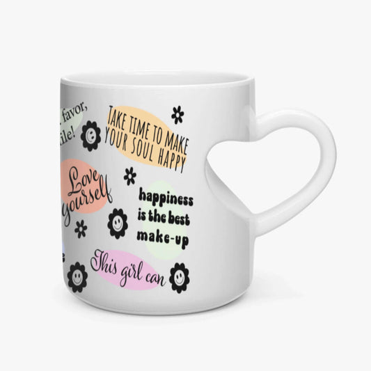 Motivational Heart-shaped Coffee Mug Mugs Tumbler World White One Size 