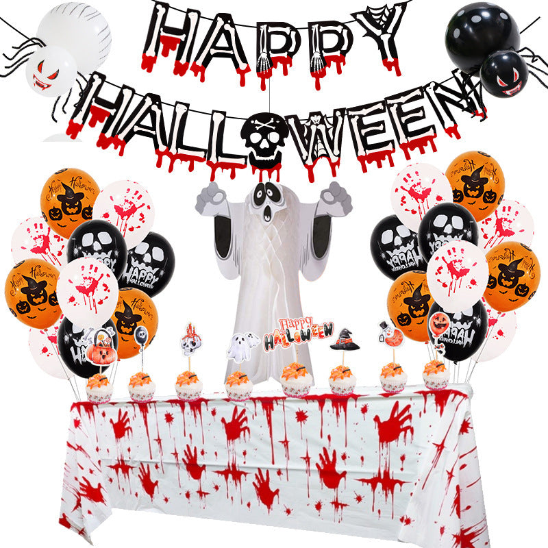 Halloween Balloon Set Blood Color Banner Ghost Package Ghost Festival Party Decoration - Tumbler World