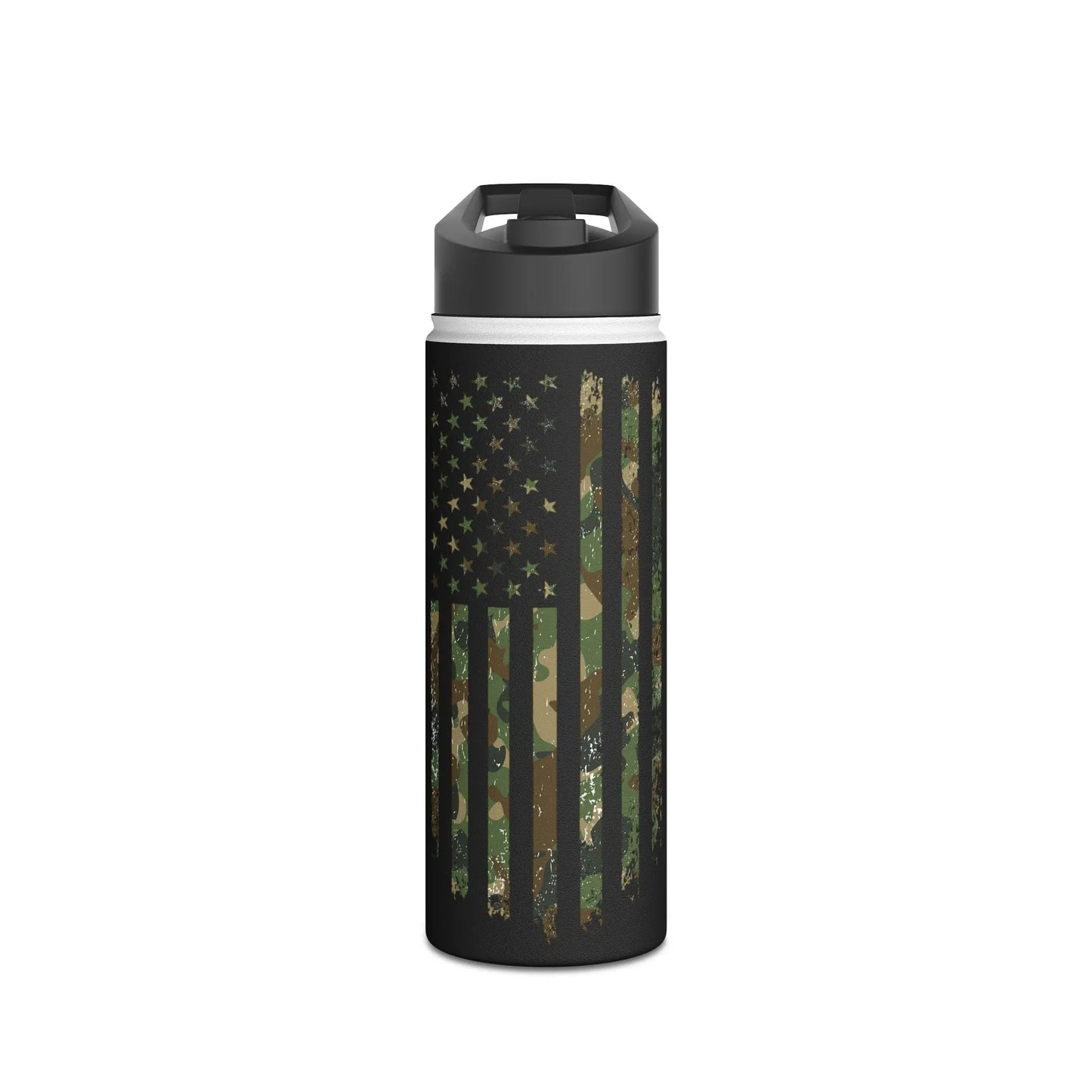 Army Camouflage American Flag Water Bottle - Tumbler World