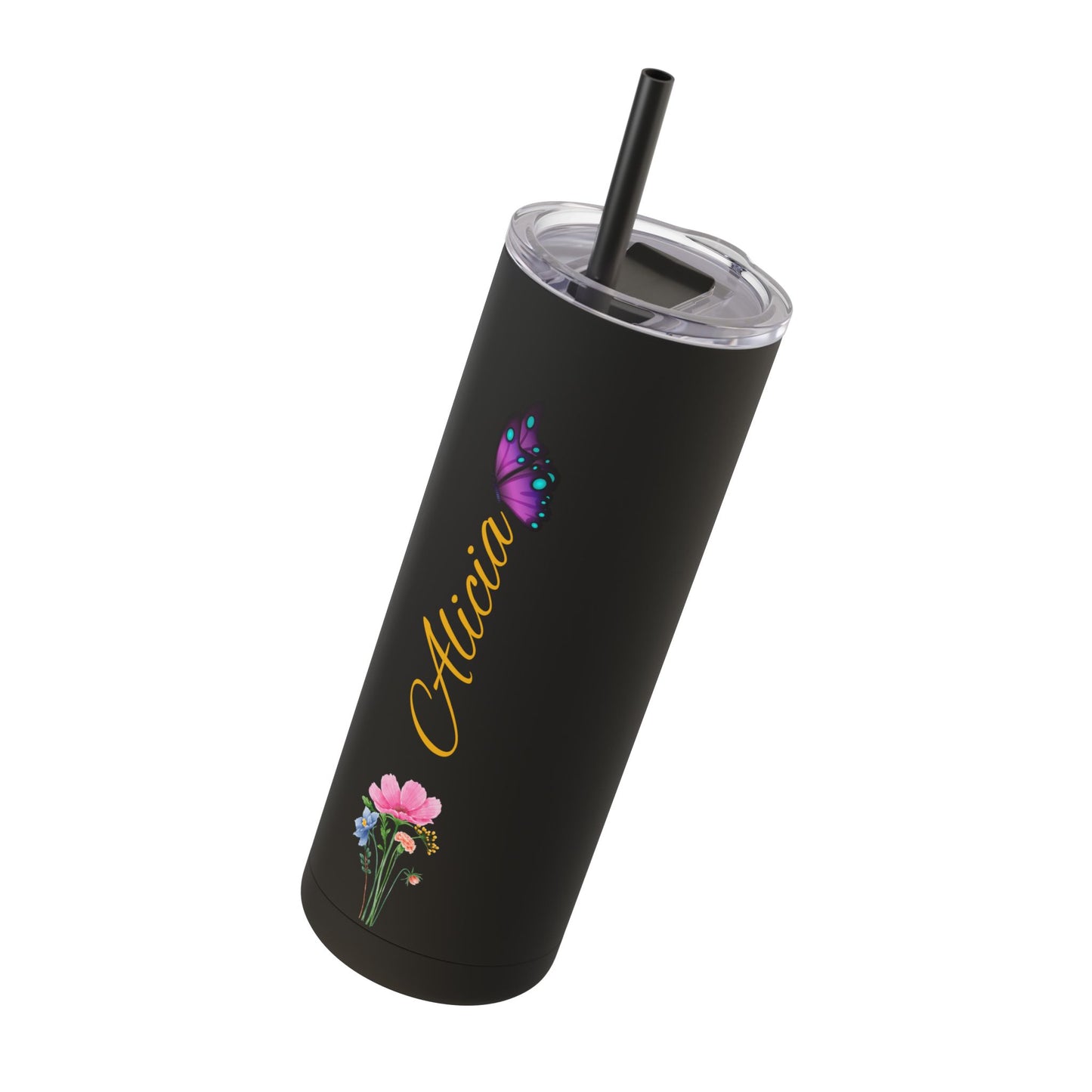 Personalized Skinny Tumbler with straw 20oz - Tumbler World