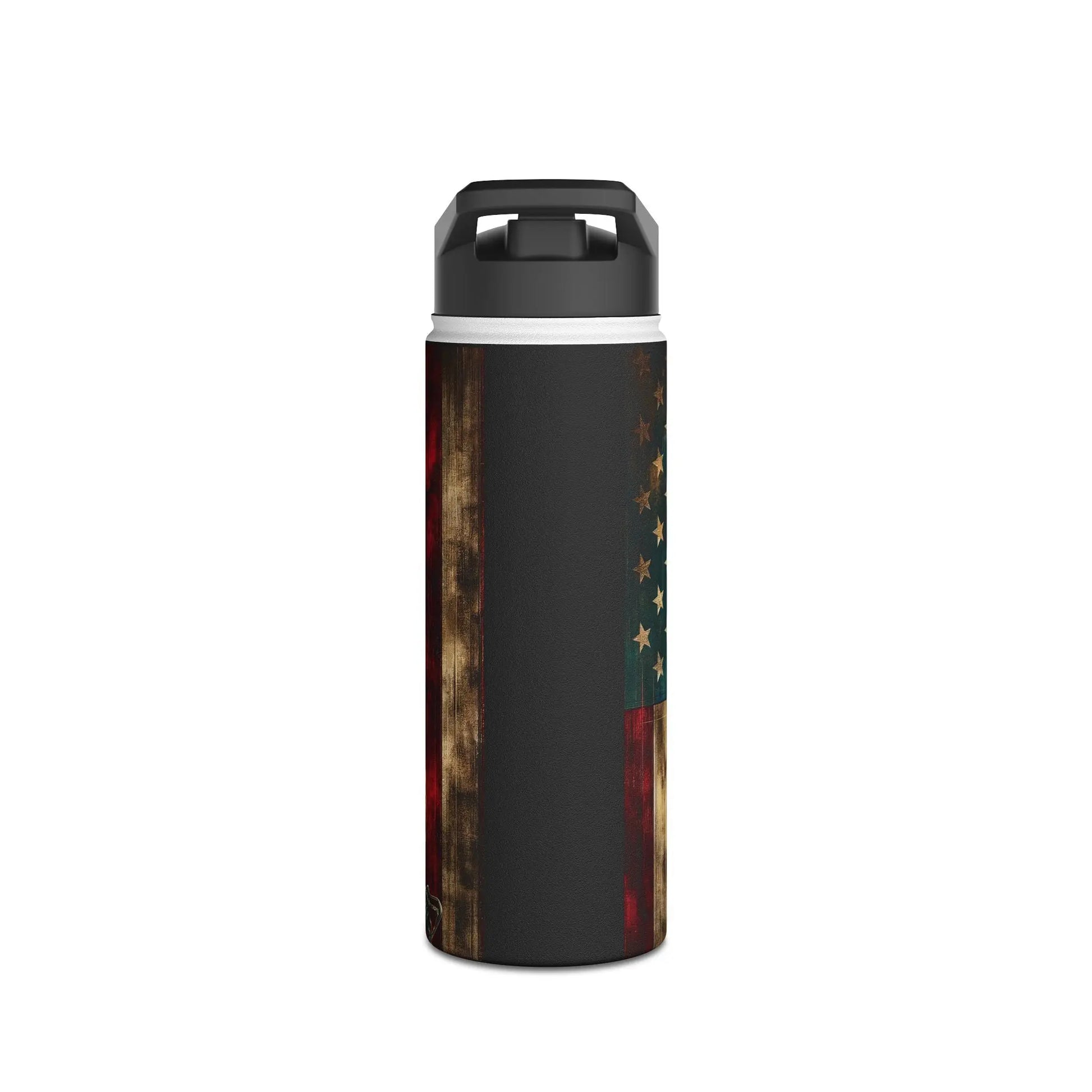 Patriotic Soldier and American Flag Stainless Steel Water Bottle - Tumbler World