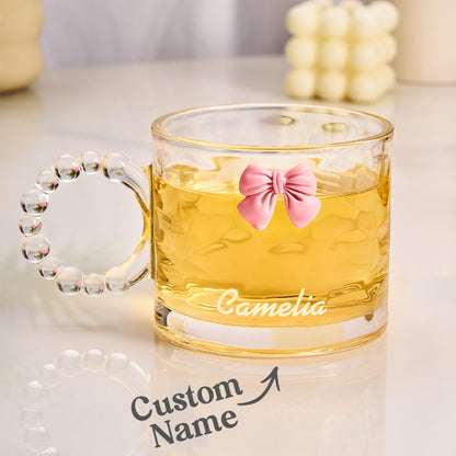 Personalized Coquette Bow Glass Cup