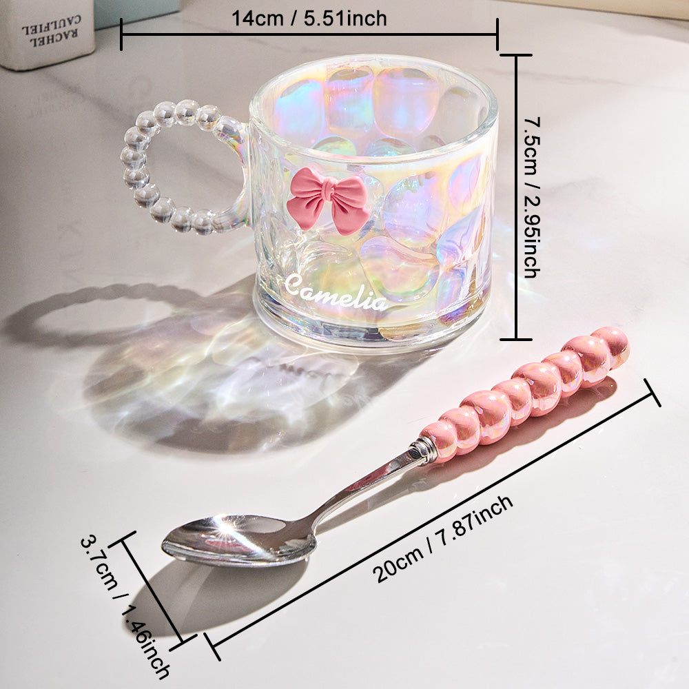 Personalized Coquette Bow Glass Cup