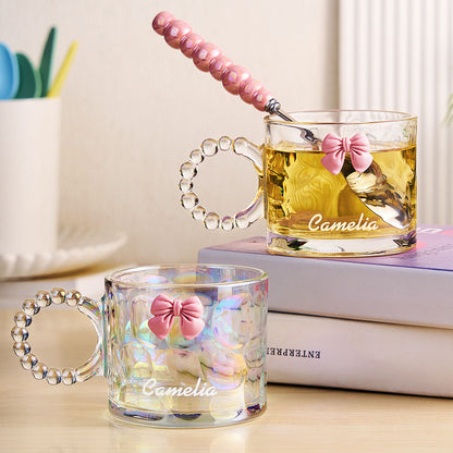 Personalized Coquette Bow Glass Cup