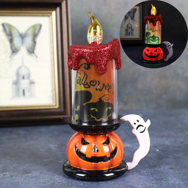 Halloween Decoration Props Skull Pumpkin Candle Light LED Glowing - Tumbler World