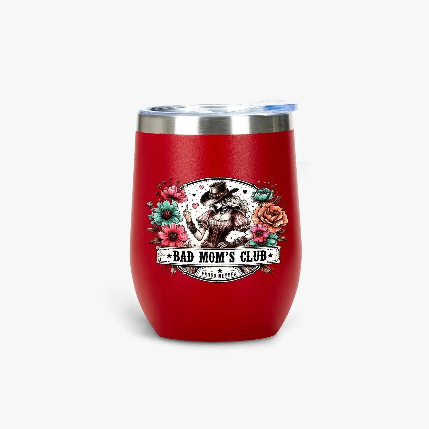 Bad Mom's Club Insulated Wine Tumbler Tumblers Tumbler World Red 