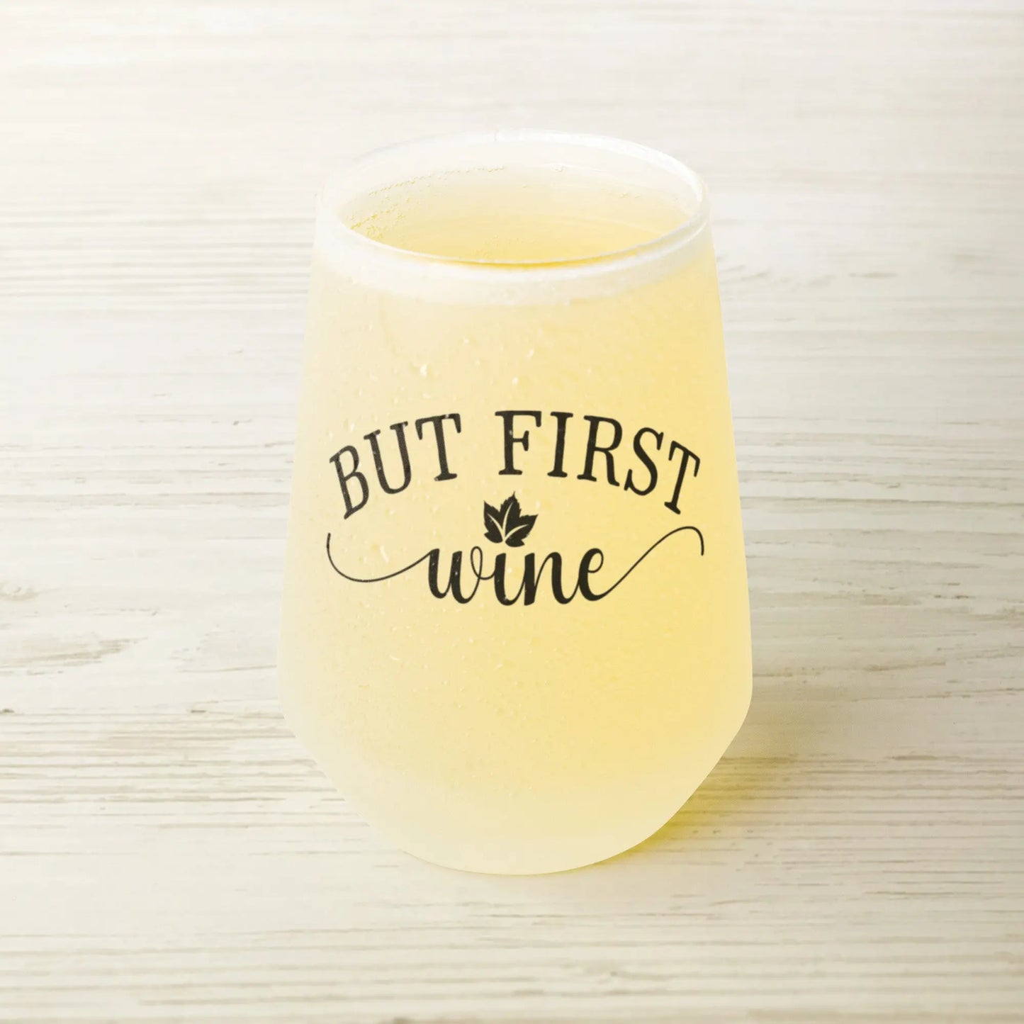 But First Wine - Frosted Wine Glass - Tumbler World