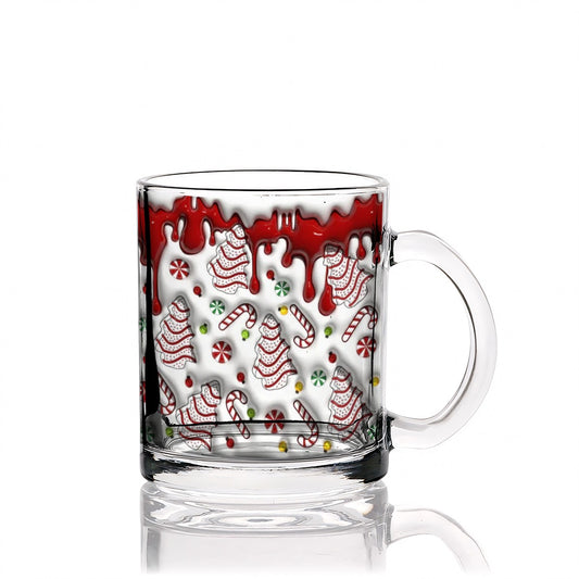 Christmas glass mug with festive candy cane design