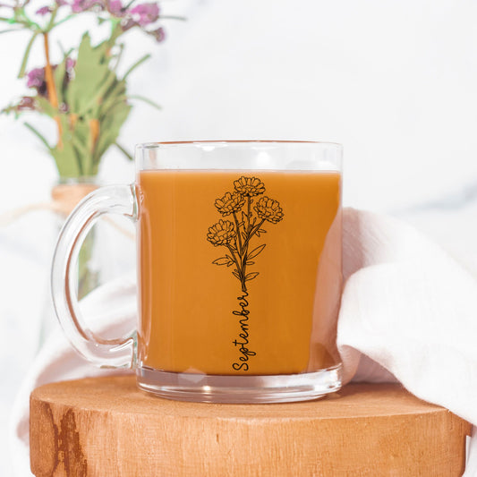 Clear Mug with Birth Month Flower 10oz