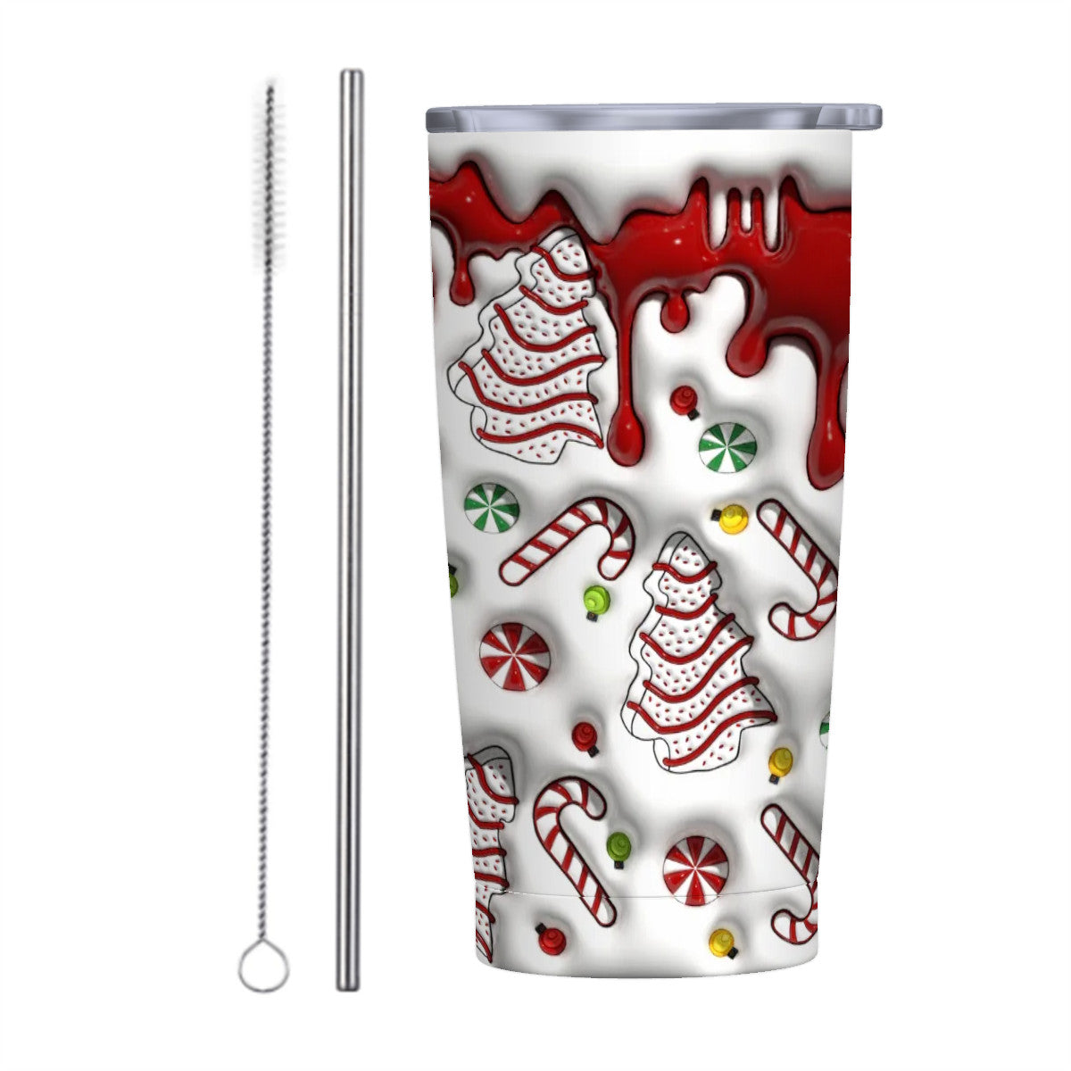 Festive Christmas Tumbler with Straw