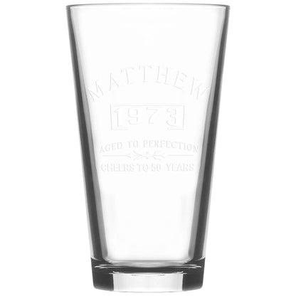 Milestone birthday pint glass 16oz Drinkware Tumbler World 