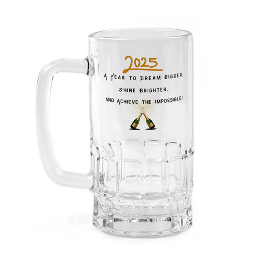 New Year 2025 Beer Glass 18oz