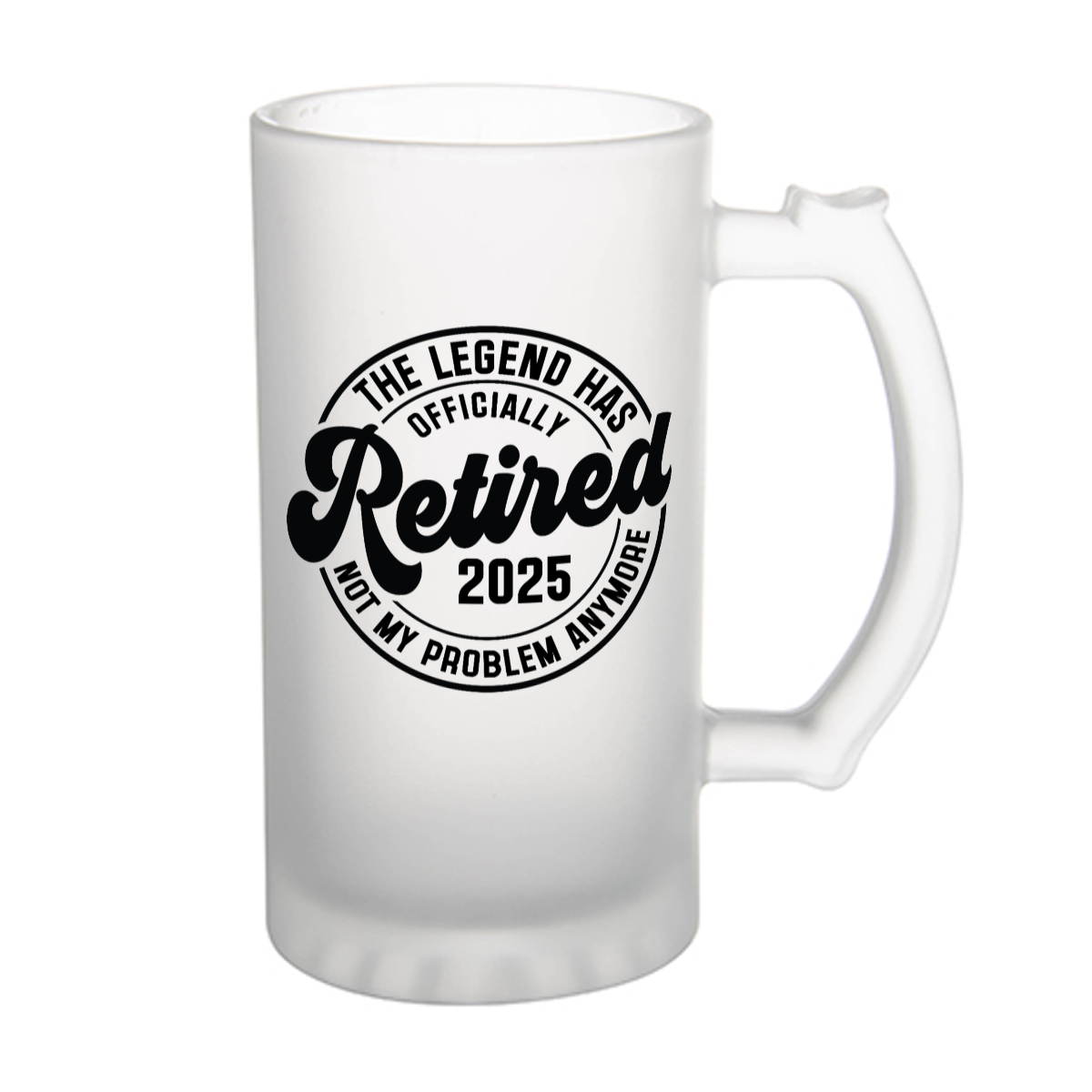 Officially Retired 2025 Frosted glass beer mug 