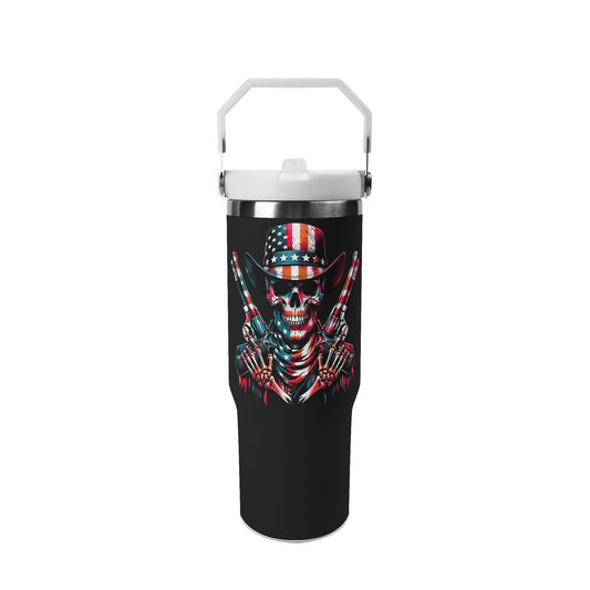 Patriotic Skull Tumbler with American Flag - Tumbler World