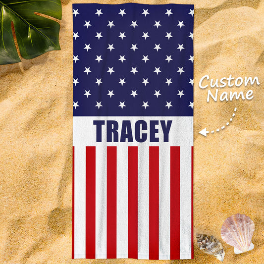 Personalized Name Flag Beach Towel