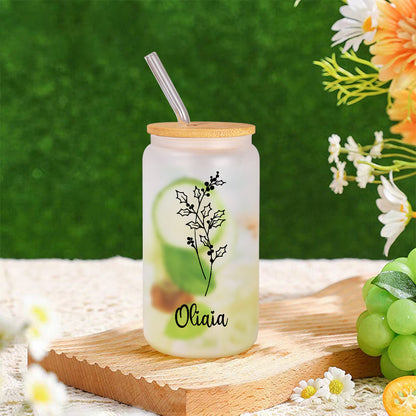 Personalized Name Frosted Can Glass