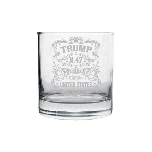 Trump whiskey glass