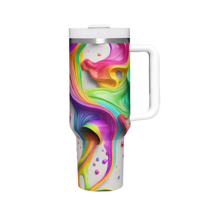 Vibrant Tumbler with Handle - 40oz Tumblers Tumbler World White One size 