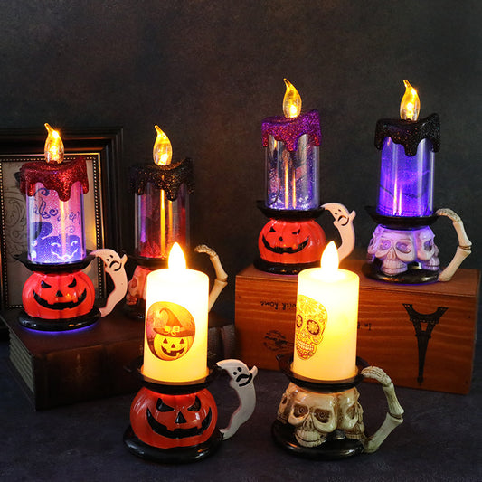 Halloween Decoration Props Skull Pumpkin Candle Light LED Glowing - Tumbler World