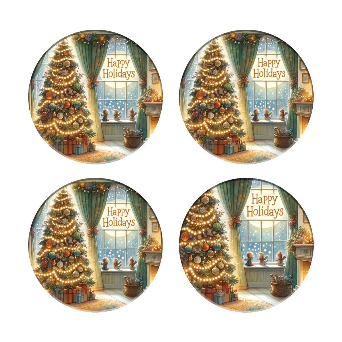 Christmas tree round ceramic coasters barware Tumbler World 