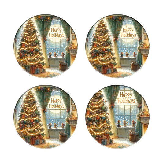 Christmas tree round ceramic coasters - Tumbler World