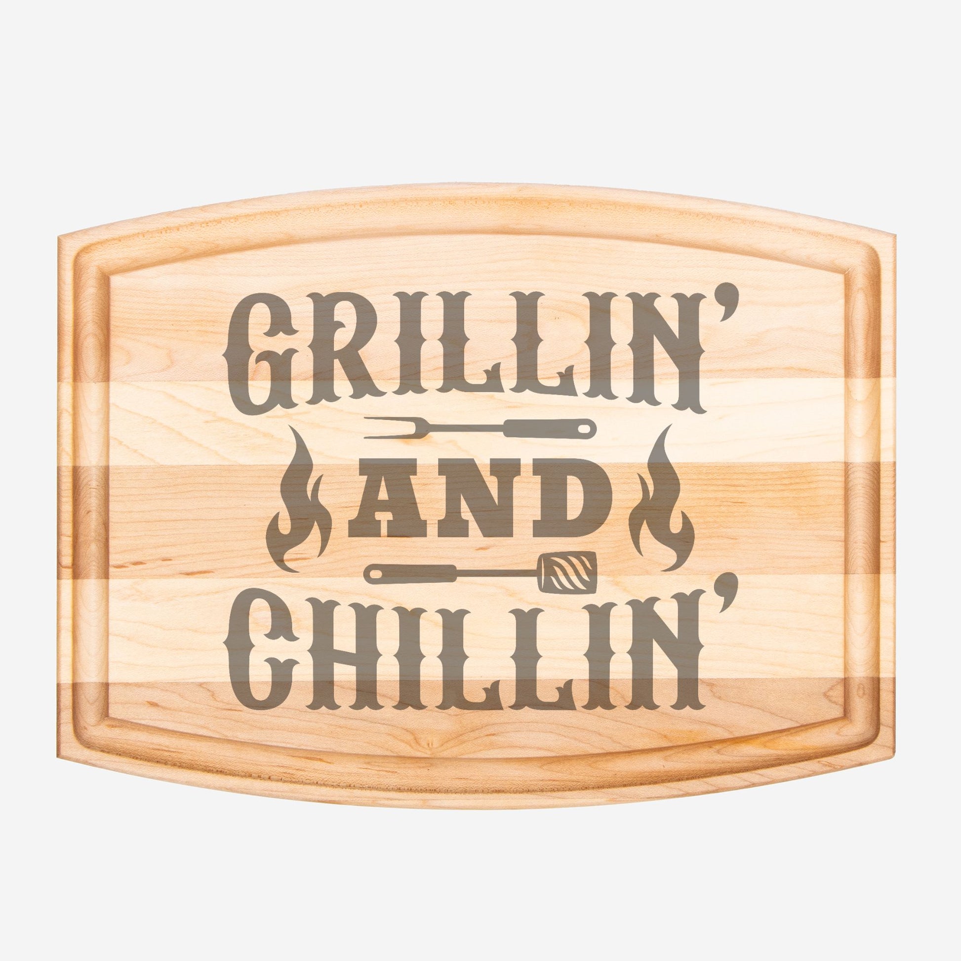 Grillin and chillin cutting board with groove - Tumbler World